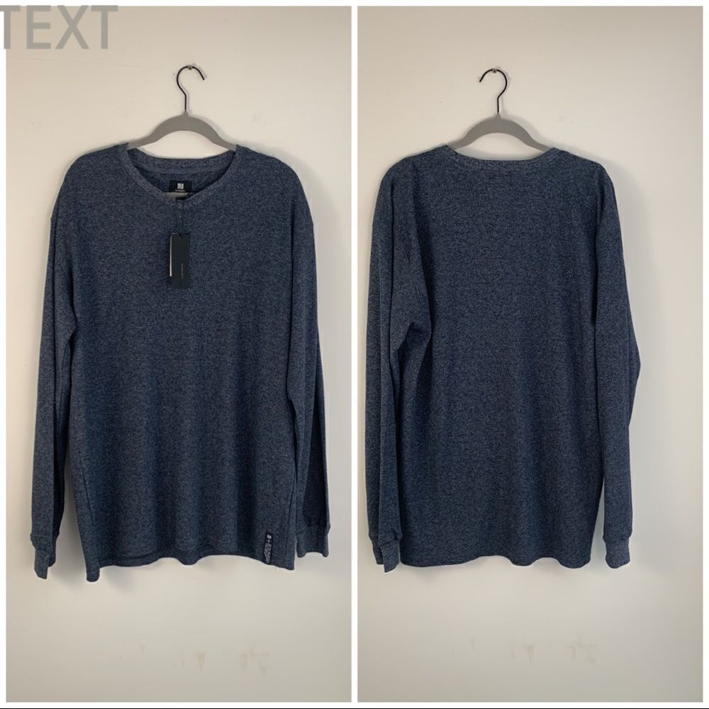PJ Mark dark blue long sleeve V neck men’s top , size L NWT